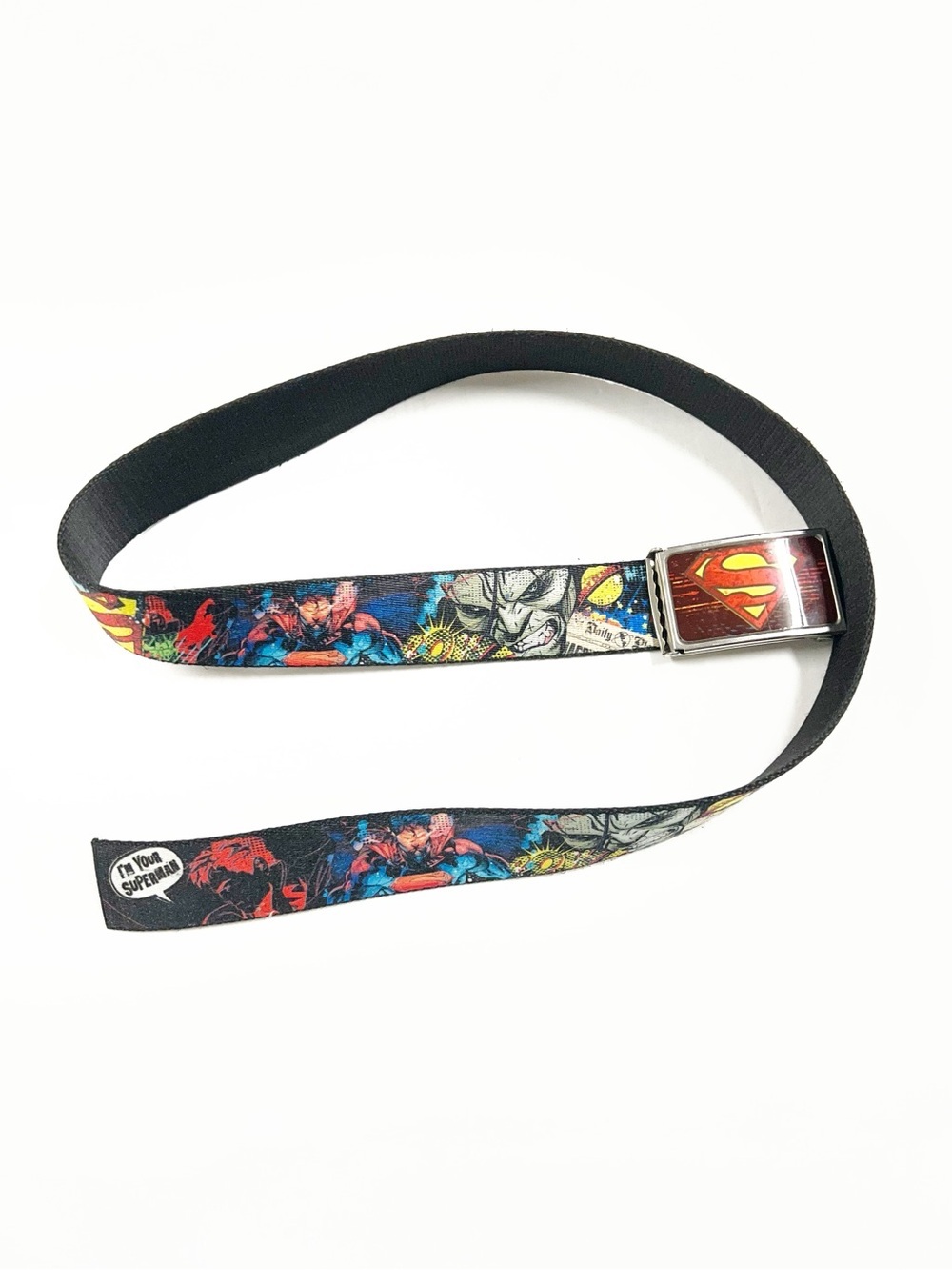 Superman Mens Red & Yellow Emblem Im Your Superman Adjustable Buckle Mens Belt